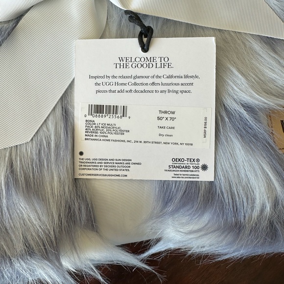 Ugg Rosia Throw in Lt. Ice - 50” x 70” - New with Tags - Picture 2 of 3